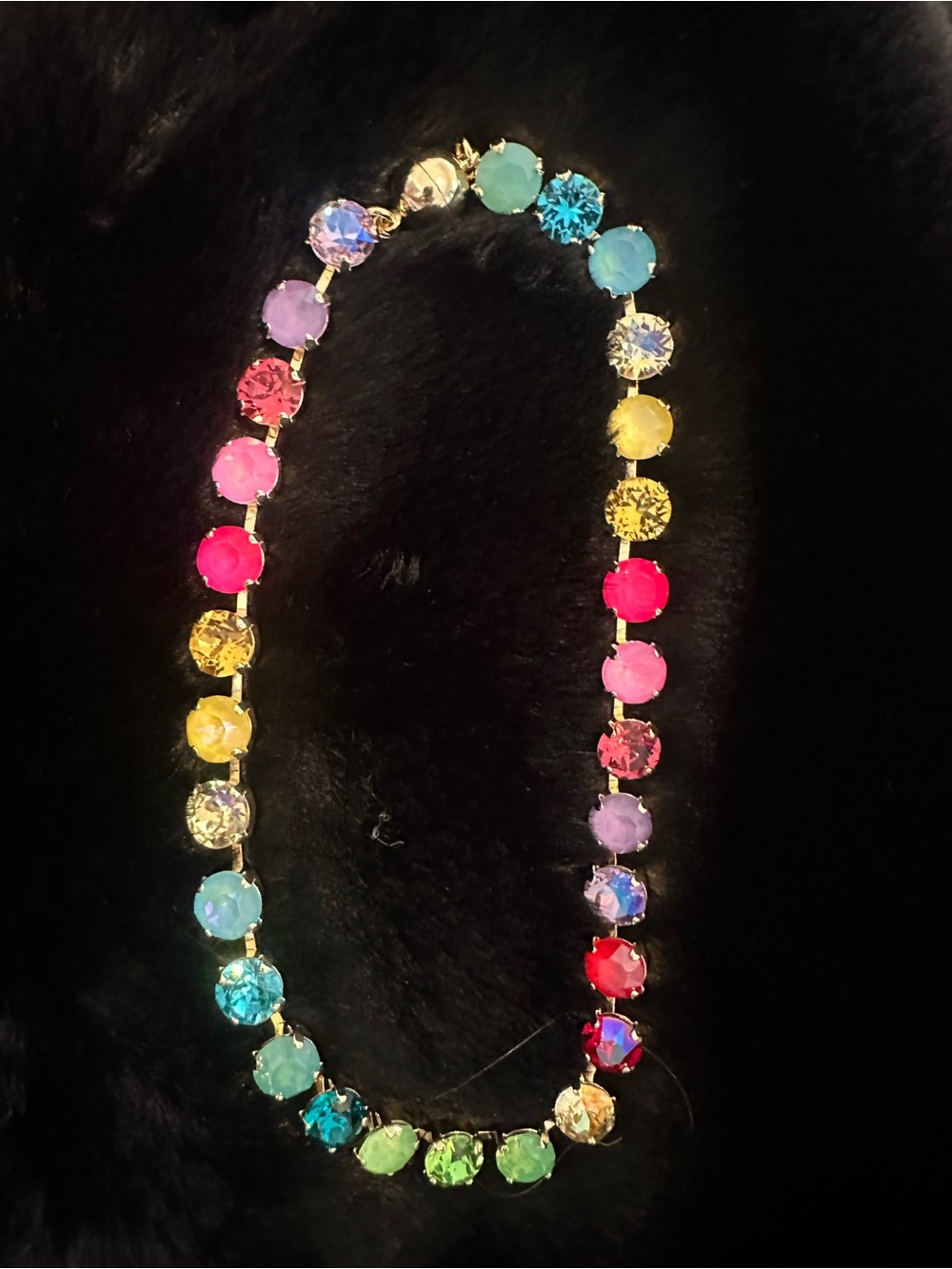 Multicolor Crystal Tennis Necklace - Women's Fashion Jewelry